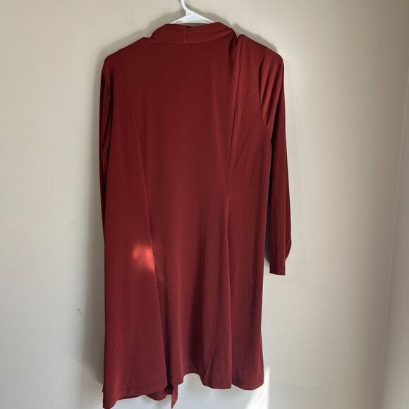 Susan Graver Womens Maroon Long Cardigan LP Long Open Front Draped Sweater - Picture 6 of 7